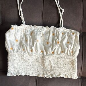 American Eagle Outfitters White and Yellow Kids Top